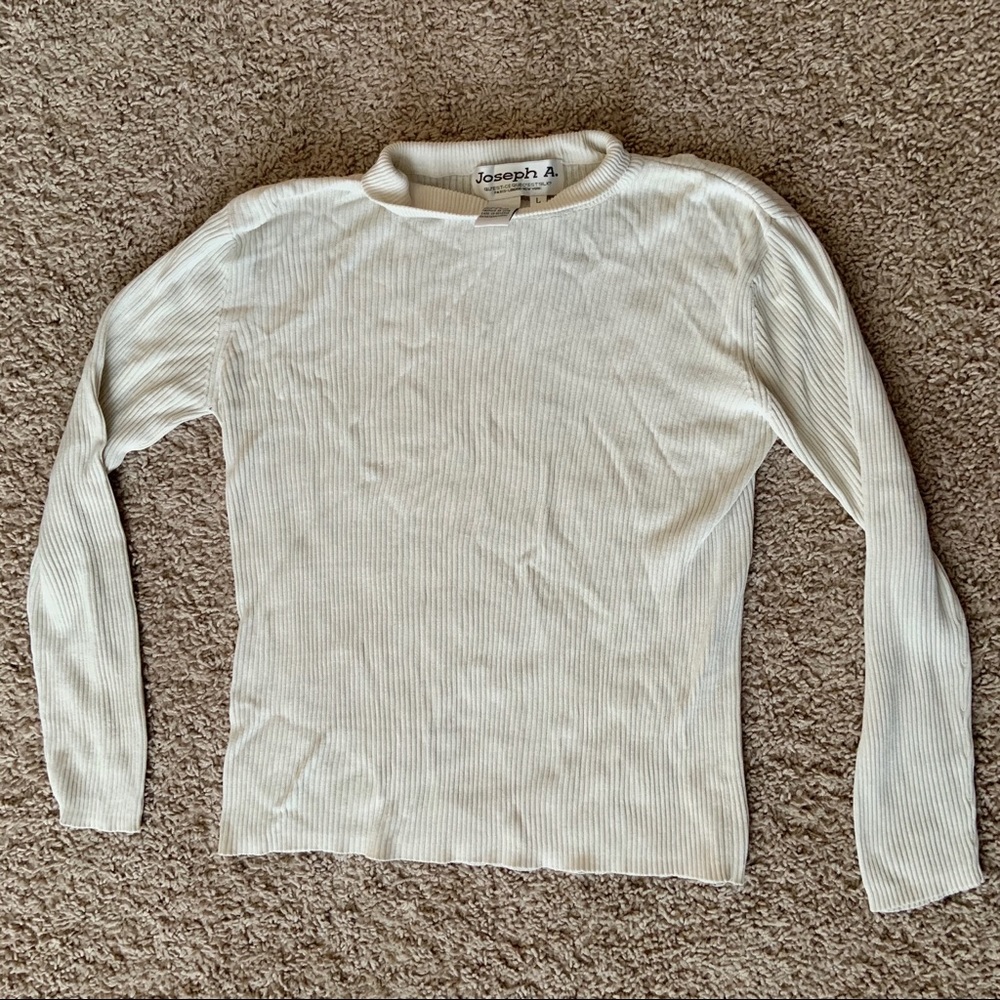 Joseph A Silk Sweater Large (L) Form Fitting White
